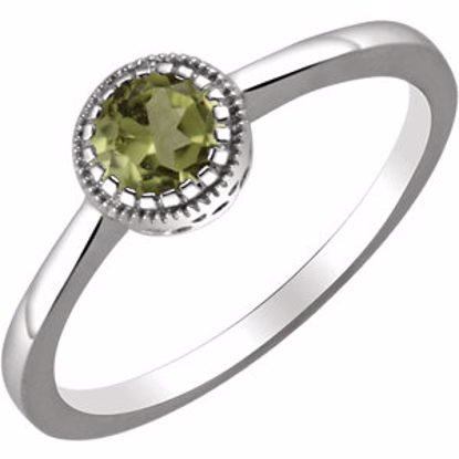 651609:116:P 14kt White Peridot "August" Birthstone Ring