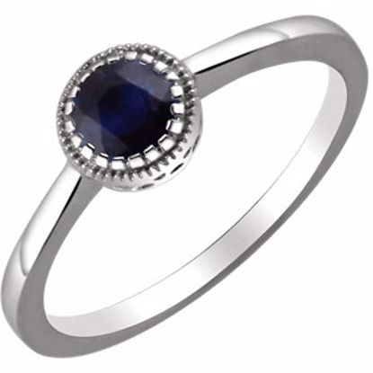 651609:118:P 14kt White Blue Sapphire "September" Birthstone Ring