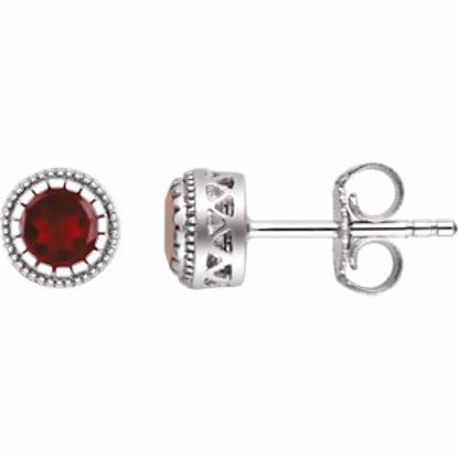 651610:102:P 14kt White Garnet "January" Birthstone Earrings