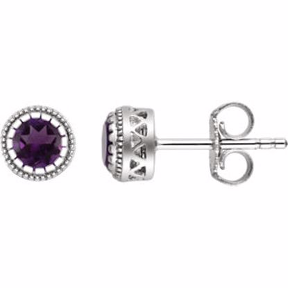 651610:104:P 14kt White Amethyst "February" Birthstone Earrings