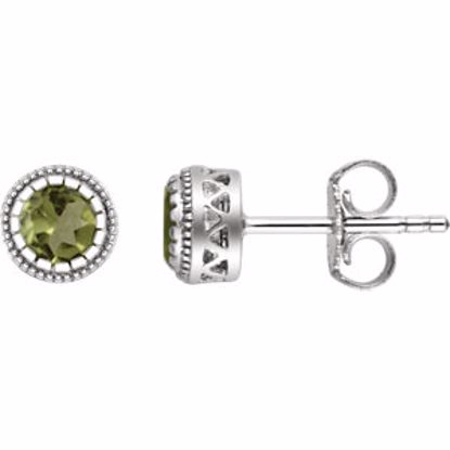 651610:128:P 14kt White Peridot "August" Birthstone Earrings