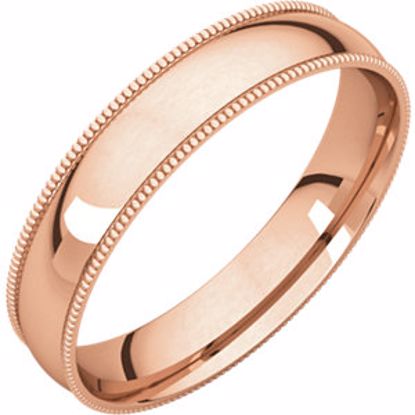MGRL10:614:P 14kt Rose 4mm Light Comfort Fit Milgrain Band 