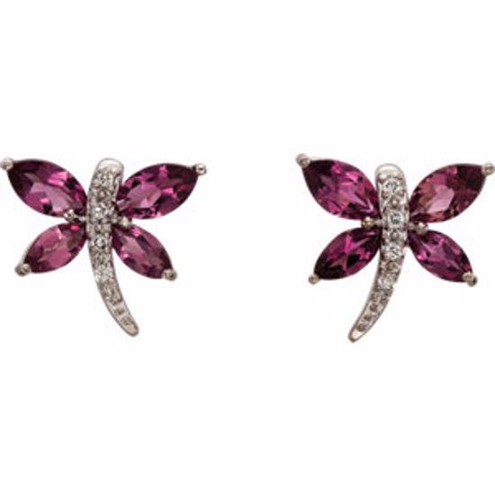 65146:70000:P 14kt White Pink Tourmaline & .04 CTW Diamond Earrings