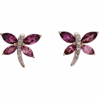 65146:70001:P 14kt Yellow Pink Tourmaline & .04 CTW Diamond Earrings