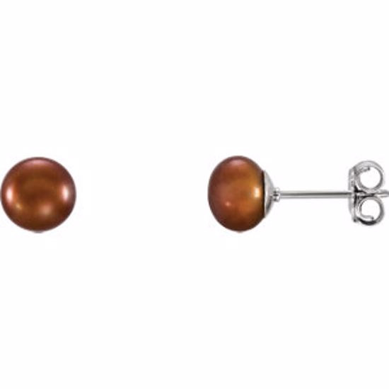 651659:121:P Sterling Silver 6-7mm Chocolate Freshwater Cultured Pearl Earrings