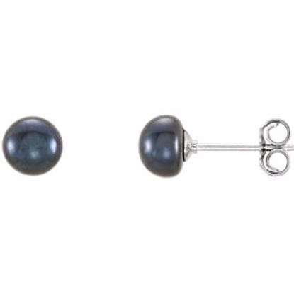 651659:116:P Sterling Silver 5-6mm Black Freshwater Cultured Pearl Earrings