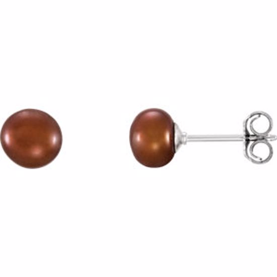 651659:117:P Sterling Silver 5-6mm Chocolate Freshwater Cultured Pearl Earrings