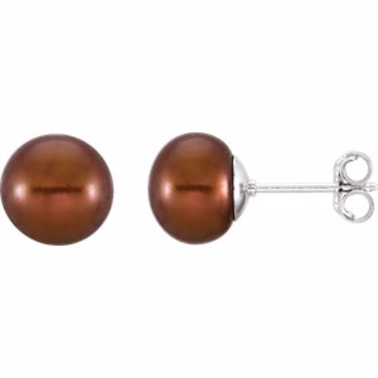 651659:129:P Sterling Silver 8-9mm Chocolate Freshwater Cultured Pearl Earrings