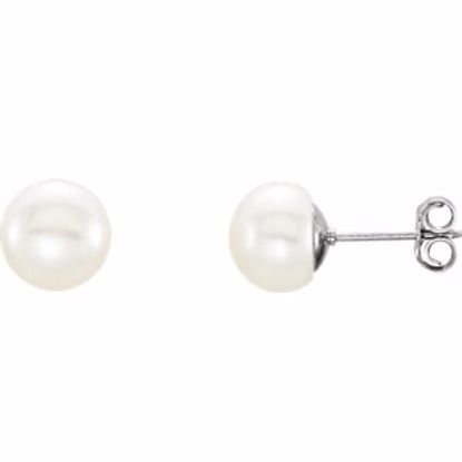 651659:131:P Sterling Silver 8-9mm White Freshwater Cultured Pearl Earrings