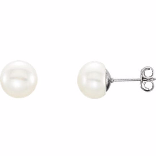 651659:131:P Sterling Silver 8-9mm White Freshwater Cultured Pearl Earrings