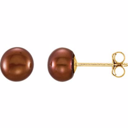 651659:103:P 14kt Yellow 5-6mm Chocolate Freshwater Cultured Pearl Earrings