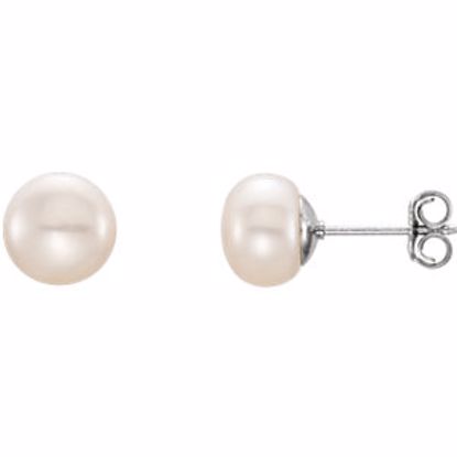 651659:127:P Sterling Silver 7-8mm White Freshwater Cultured Pearl Earrings