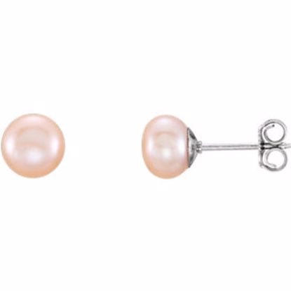 651659:122:P Sterling Silver 6-7mm Pink Freshwater Cultured Pearl Earrings