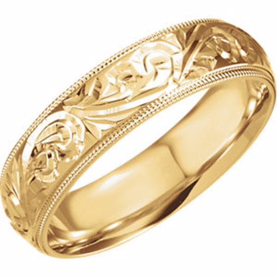 50061:102:P 14kt Yellow 6mm Hand Engraved Band Size Size 6.5