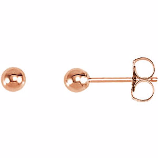 20865:1018:P 14kt Rose 3mm Ball Earrings