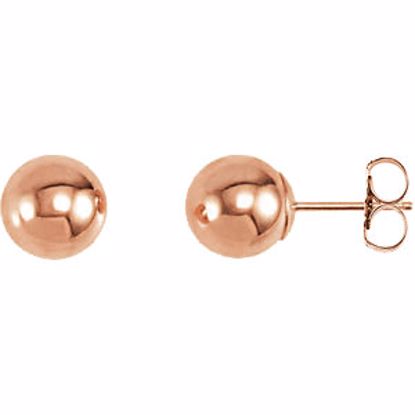 20865:1022:P 14kt Rose 7mm Ball Earrings