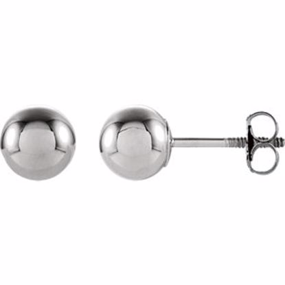 23932:60016:P 14kt White 6mm Round Ball Earrings