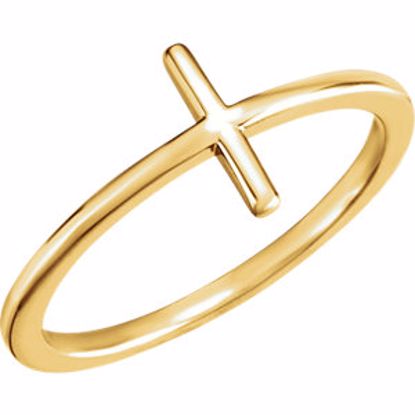 51352:1001:P 14kt Yellow Sideways Cross Ring