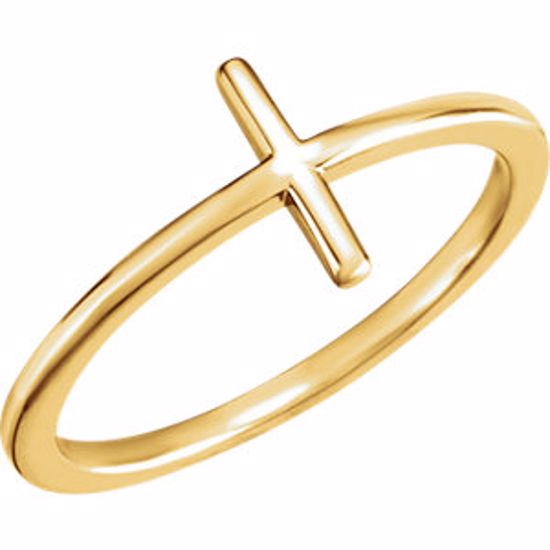 51352:1001:P 14kt Yellow Sideways Cross Ring