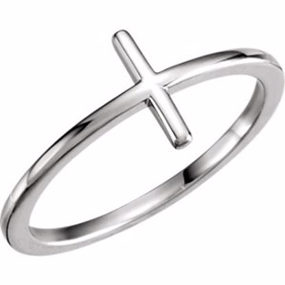 51352:1002:P 14kt White Sideways Cross Ring