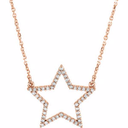 66414:100003:P 14kt Rose 1/4 CTW Diamond Star 16" Necklace