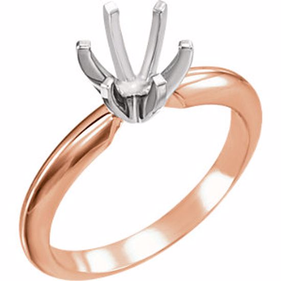 140309H:9097:P 14kt White & 14kt Rose 5-5.3mm Round 6-Prong Heavy Ring Mounting