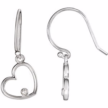 85546:60001:P 14kt White .03CTW Diamond Heart Earrings