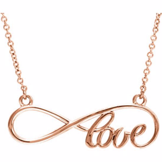 86075:103:P 14kt Rose Love Infinity Design 17" Necklace