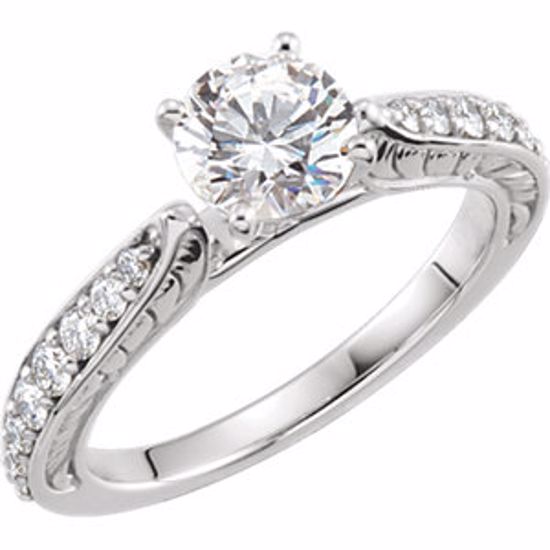 122303:6004:P 14kt White Cubic Zirconia & 3/8 CTW Diamond Sculptural Engagement Ring Size 7