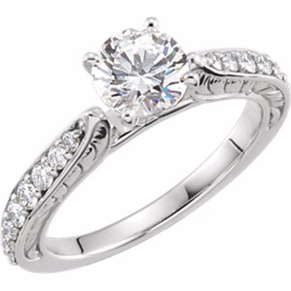 122303:6005:P Platinum Cubic Zirconia & 3/8 CTW Diamond Sculptural Engagement Ring Size 7