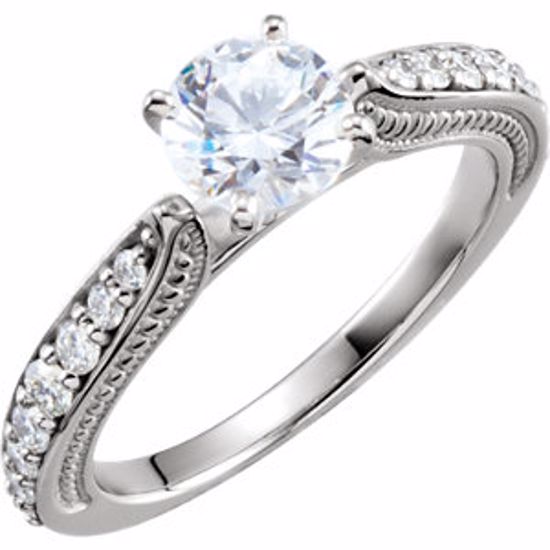 122302:6004:P 14kt White Cubic Zirconia & 3/8 CTW Diamond Sculptural Engagement Ring Size 7