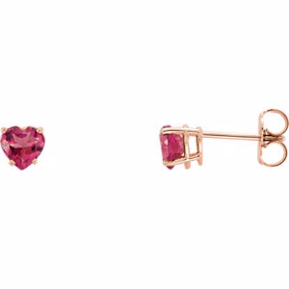 61734:70003:P 14kt Rose Pink Tourmaline Heart Earrings