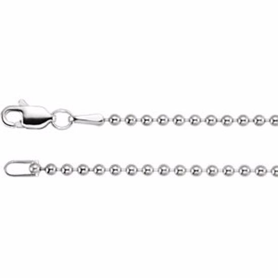 CH1034:102:P 14kt White 1.8m Hollow Bead 18" Chain