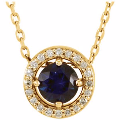 86066:100:P 14kt Yellow Blue Sapphire & .06 CTW Diamond 16" Necklace