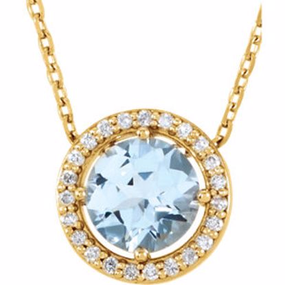 86066:104:P 14kt Yellow Aquamarine & .06 CTW Diamond 16" Necklace