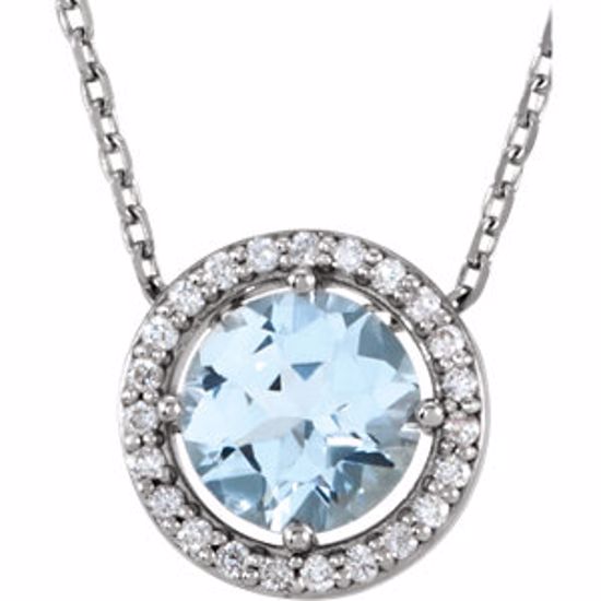 86066:105:P 14kt White Aquamarine & .06 CTW Diamond 16" Necklace