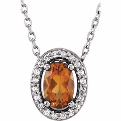 86067:103:P 14kt White Citrine & .05 CTW Diamond 16" Necklace