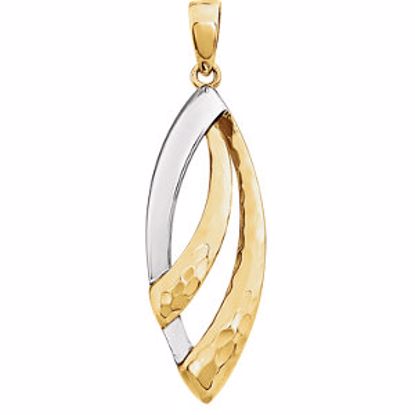 86085:1000:P 14kt Yellow & White Hammered Pendant