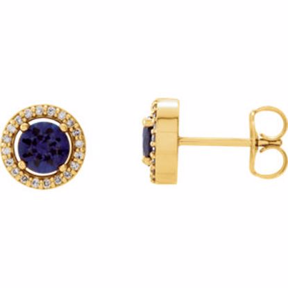 86069:108:P 14kt Yellow Blue Sapphire & 1/10 CTW Diamond Earrings