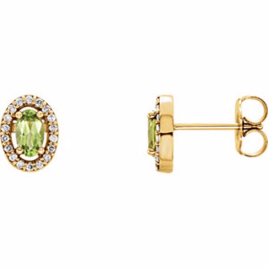 86070:100:P 14kt Yellow Peridot & .08 CTW Diamond Earrings