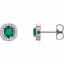 86071:101:P 14kt White Chatham® Created Emerald & .08 CTW Diamond Earrings