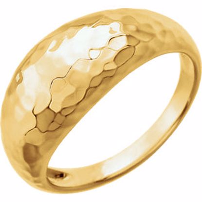 51369:1001:P 14kt Yellow 8.2mm Hammered Dome Ring
