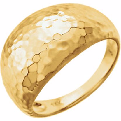 51370:1001:P 14kt Yellow 12mm Hammered Dome Ring