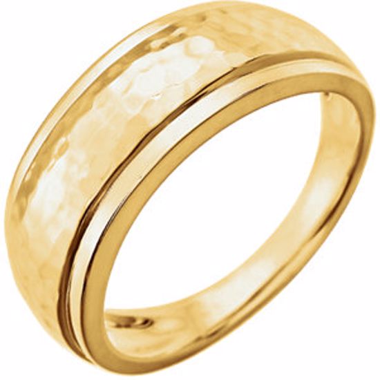 51372:1001:P 14kt Yellow Hammered Ring with Beveled Edges 