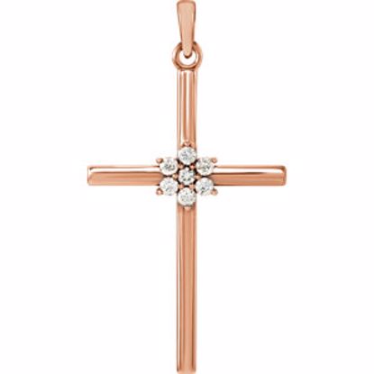 R42324:103:P 14kt Rose 1/10 CTW Diamond Cross Pendant