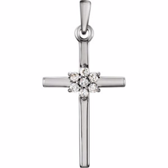 R42324:106:P 14kt White .07 CTW Diamond Cross Pendant