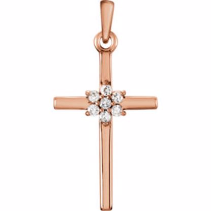 R42324:107:P 14kt Rose .07 CTW Diamond Cross Pendant