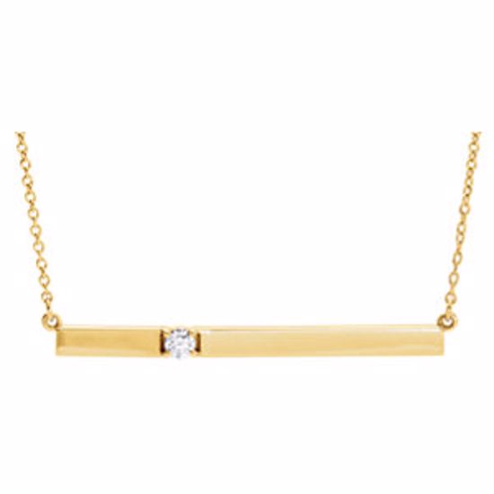 86089:101:P 14kt Yellow 1/10 CTW Diamond Bar 17.5" Necklace