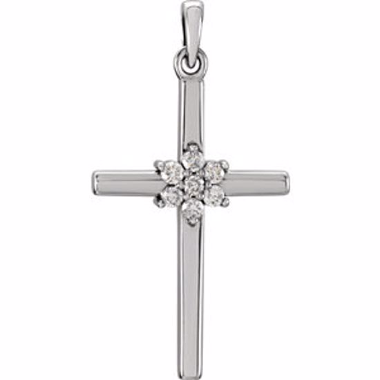 R42324:110:P 14kt White 1/10 CTW Diamond Cross Pendant