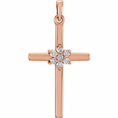 R42324:111:P 14kt Rose 1/10 CTW Diamond Cross Pendant